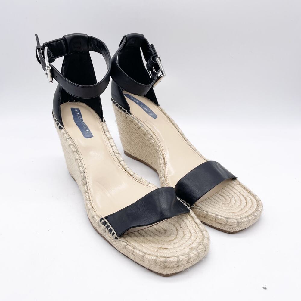 Vince Camuto Women's Meddrina Espadrille Wedge Sandal Black Leather Size 12M